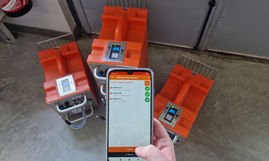 RSPAC pompe de prélèvement d'air amiante et fibre, application mobile pour programmer plusieurs pompes sur chantier